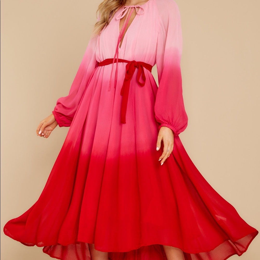 Pamela Pink and Red Tye Dye Maxi Dress